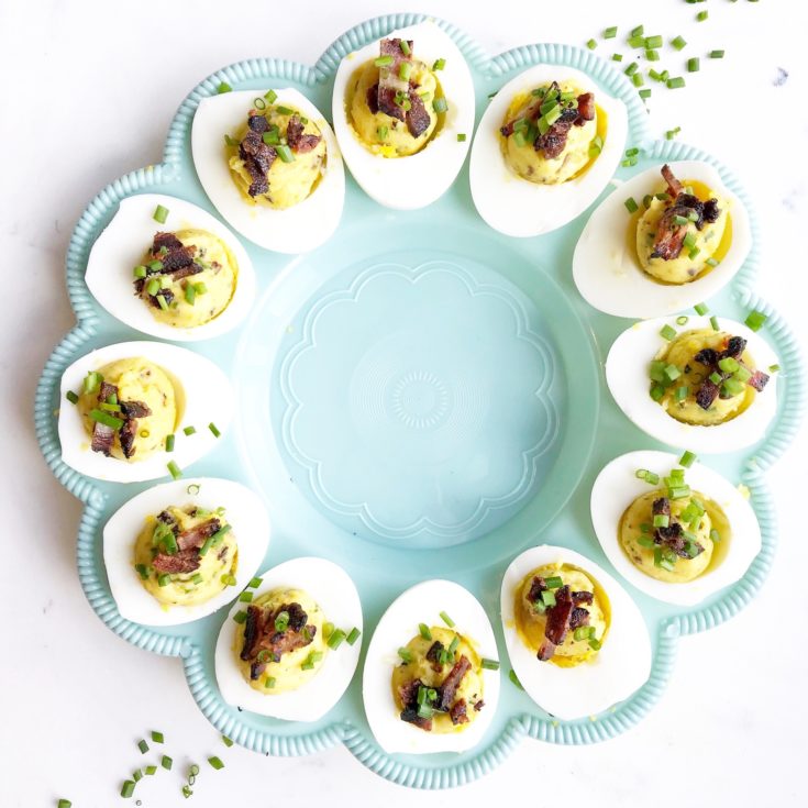The perfect deviled eggs with blackforest bacon