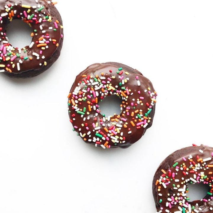 Chocolate donuts with sprinkles on top
