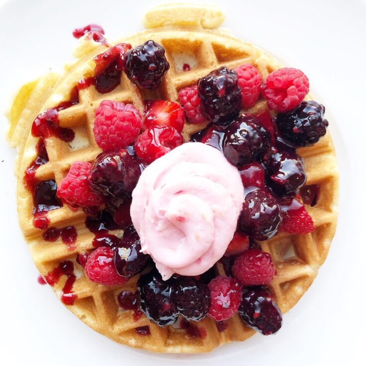 Sourdough waffles with fresh berries