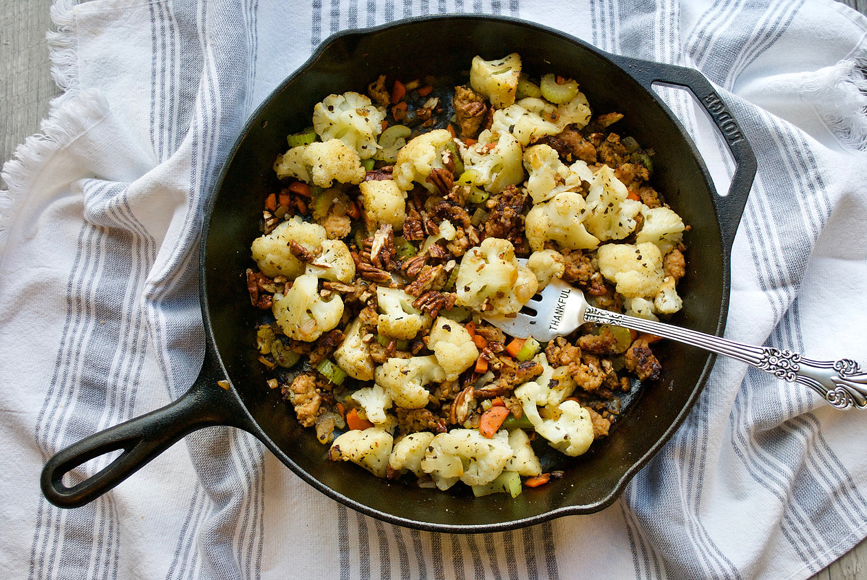Roasted Cauliflower and Sausage Stuffing More Momma!