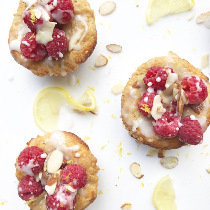 Lemon poppyseed muffins with raspberry