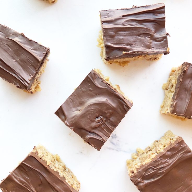 Chocolate Peanut Butter Heath Krispy Bars