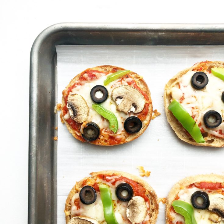 mini vegetable english muffin pizzas