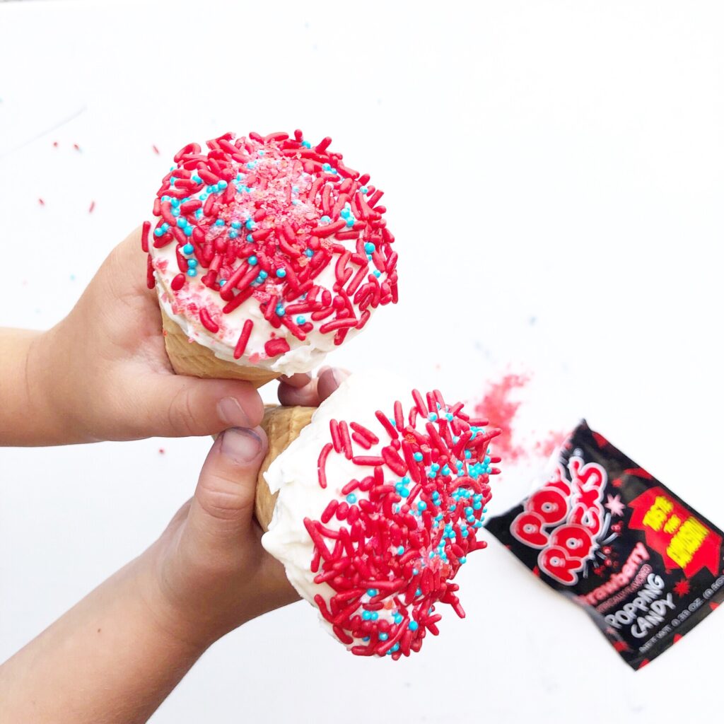 ice cream cones with Pop Rocks