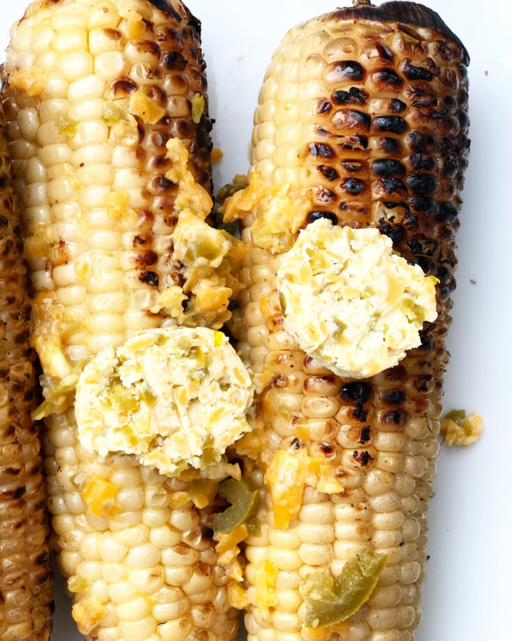 Grilled Corn with Jalapeno Cheddar Compound Butter