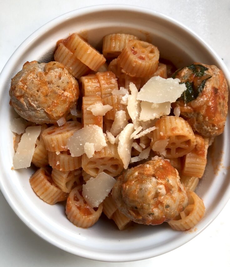 Baked turkey meatballs and wheels