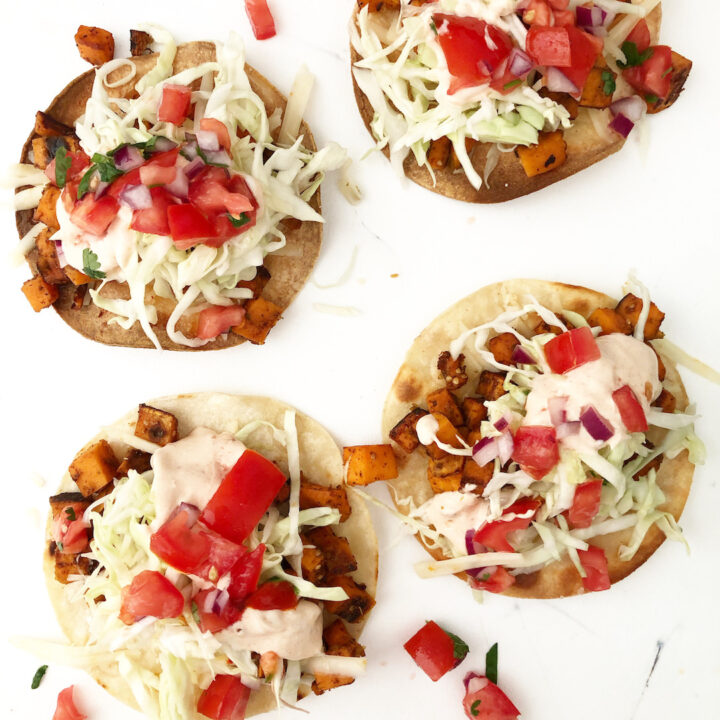 sweet potato tacos on a white background