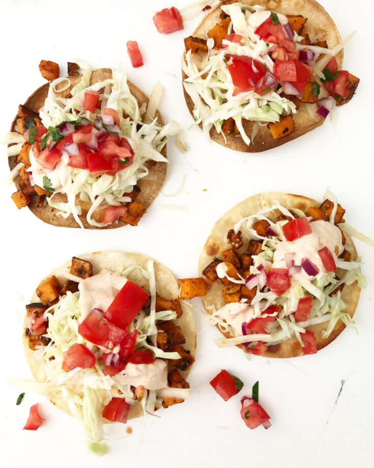 sweet potato tacos on a white background