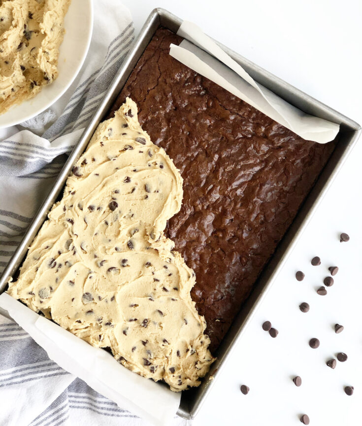 Brownies topped with Cookie Dough Frosting