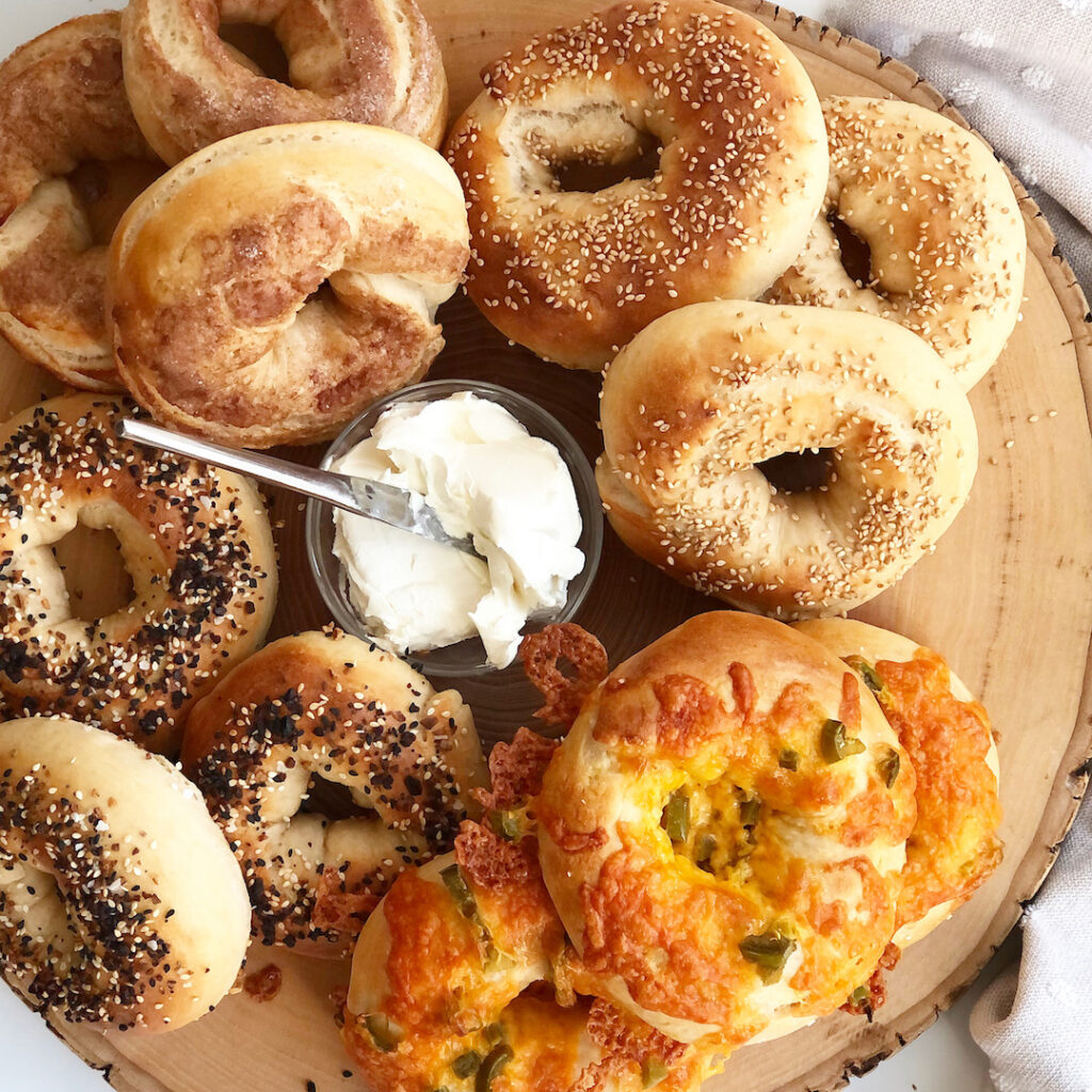 Sourdough Bagels With Different Toppings More Momma!