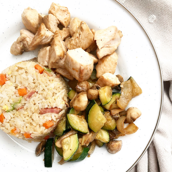 Hibachi Chicken with Fried Rice and Vegetables