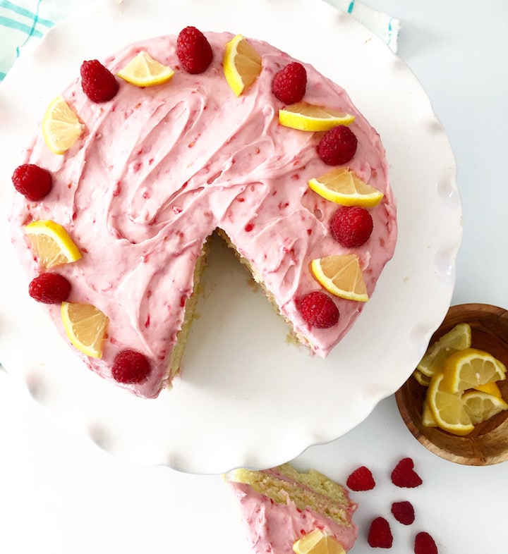 Lemon Cake With Raspberry Cream Cheese Frosting