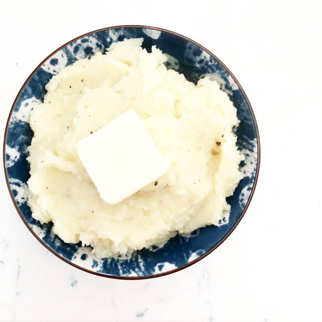 mashed cauliflower in a bowl