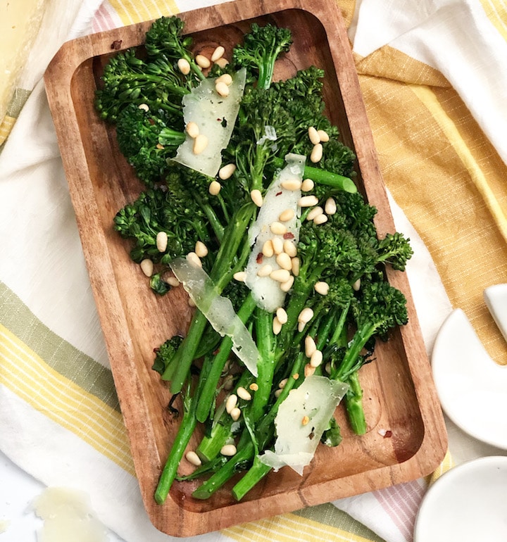 Roasted Broccolini With Parmesan and Pinenuts