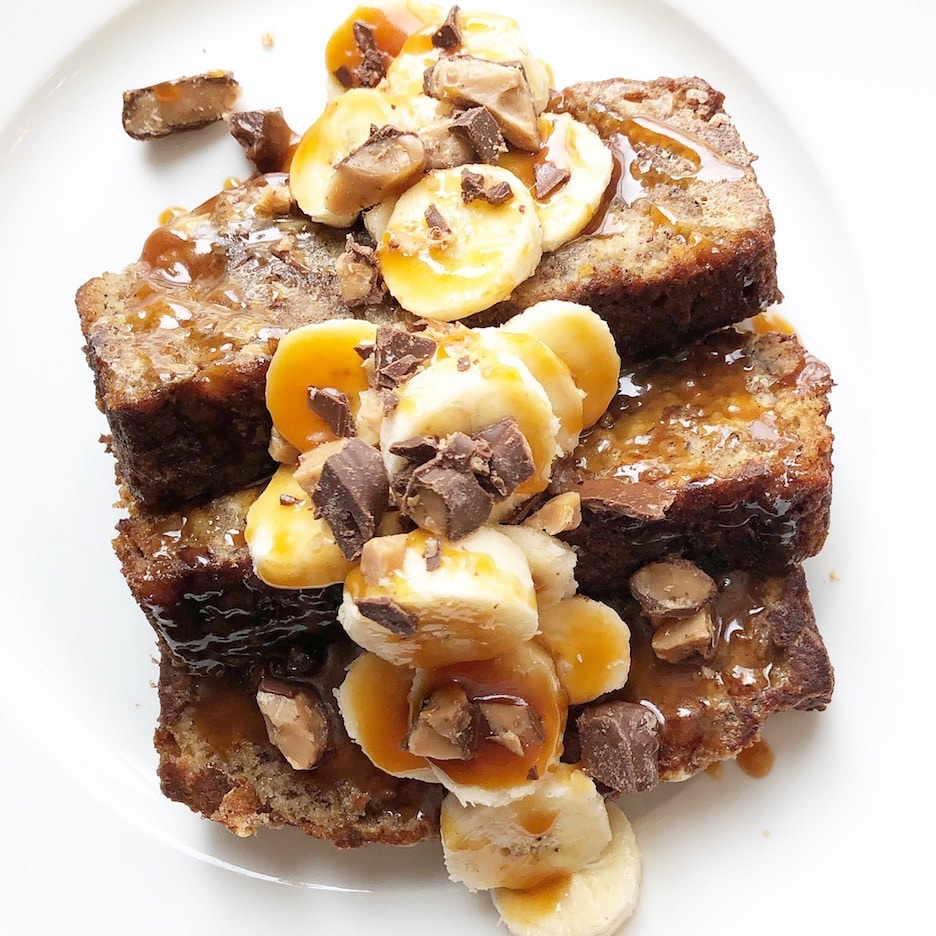 Banana Bread French Toast With Caramel Syrup