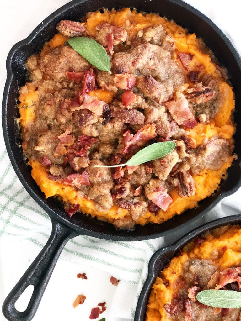 Sweet Potato Casserole With Bacon Brown Sugar Pecan Crust