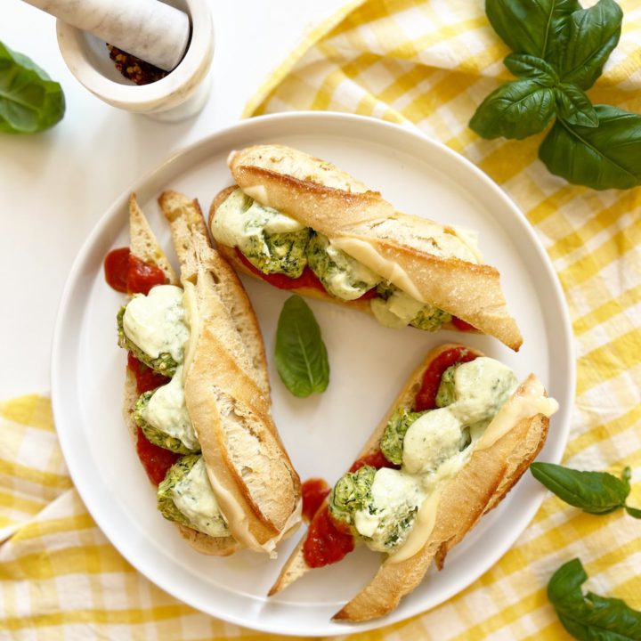 meatless subs with pesto whipped ricotta