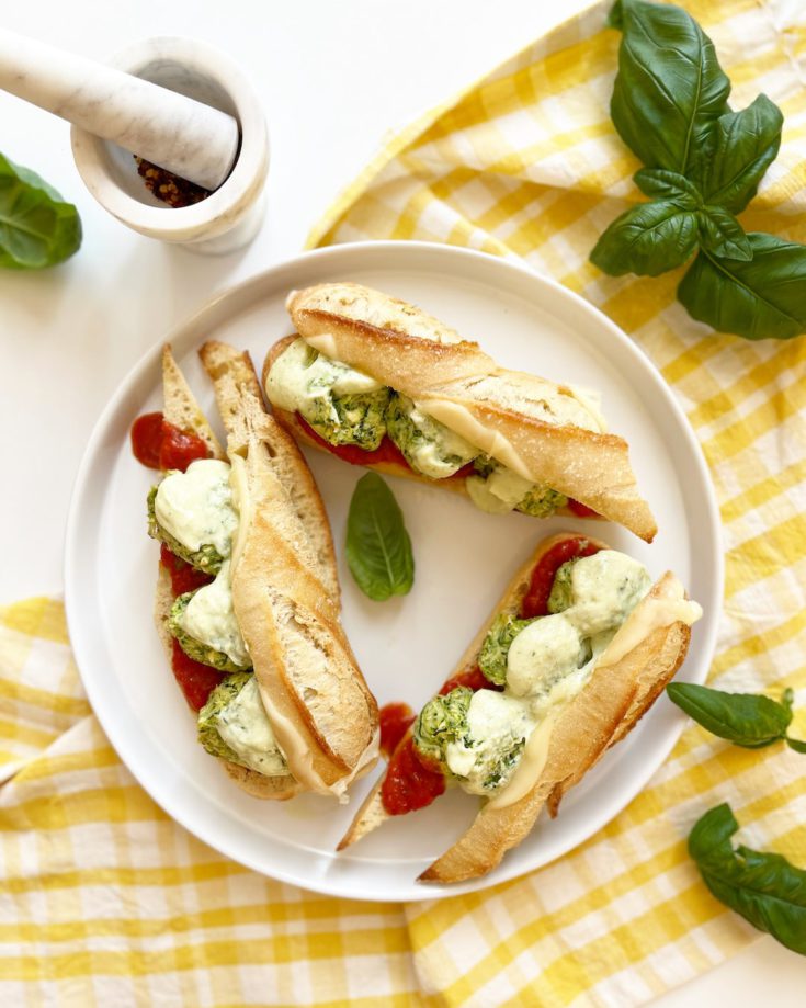 meatless subs with pesto whipped ricotta
