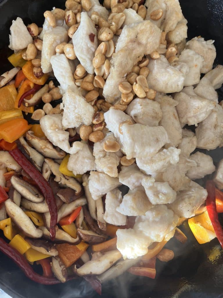 Cooking the kung pao chicken