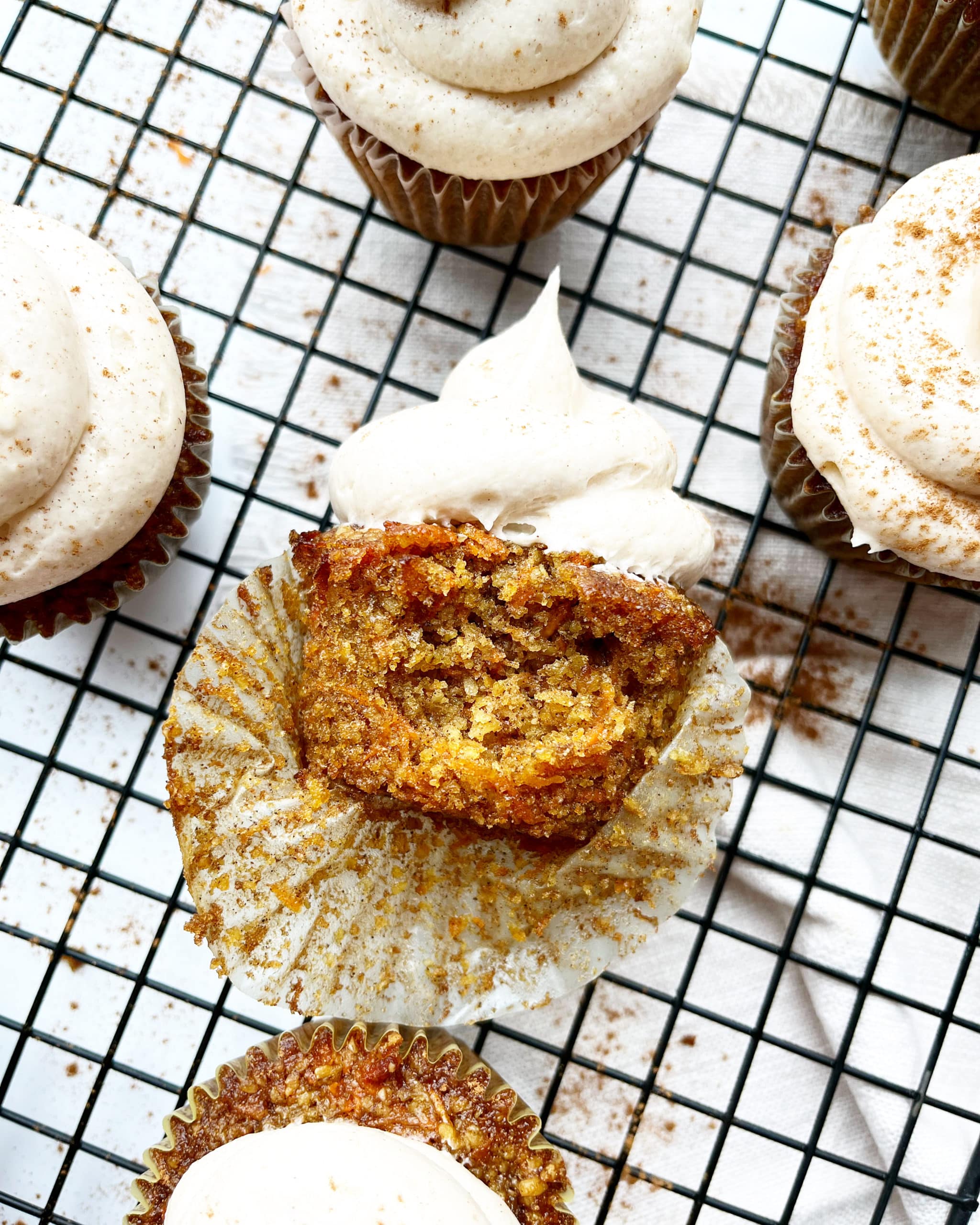 Gluten Free Carrot Cake Cupcakes with Cinnamon Frosting