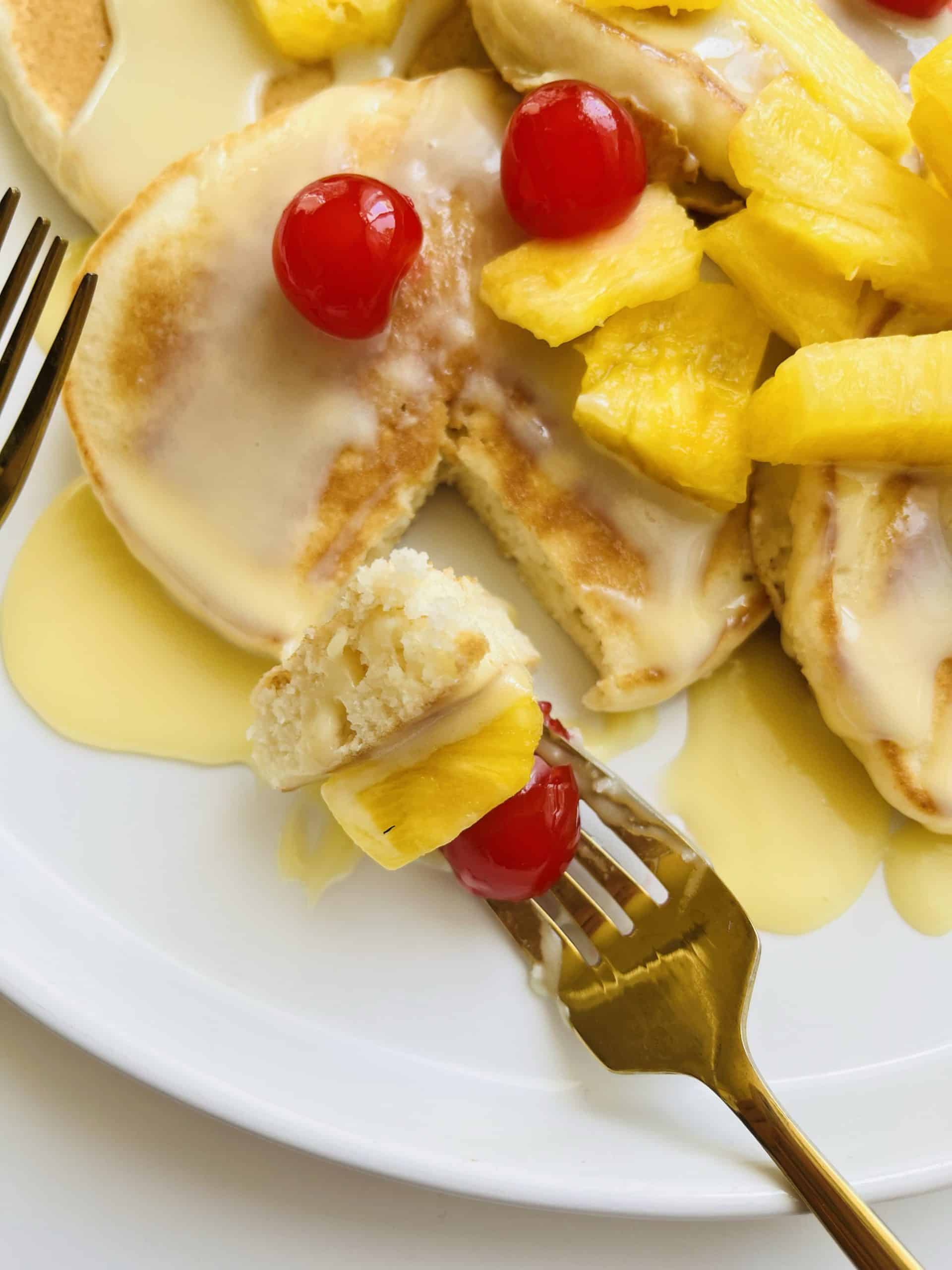 Pina Colada Pancakes With Coconut Syrup