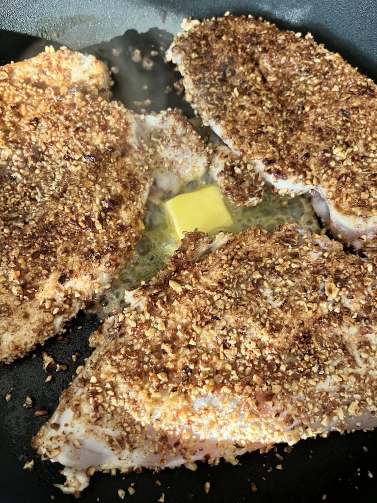 Pecan Crusted Chicken Cooking