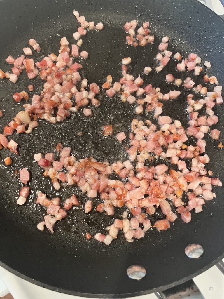 cooking the pancetta