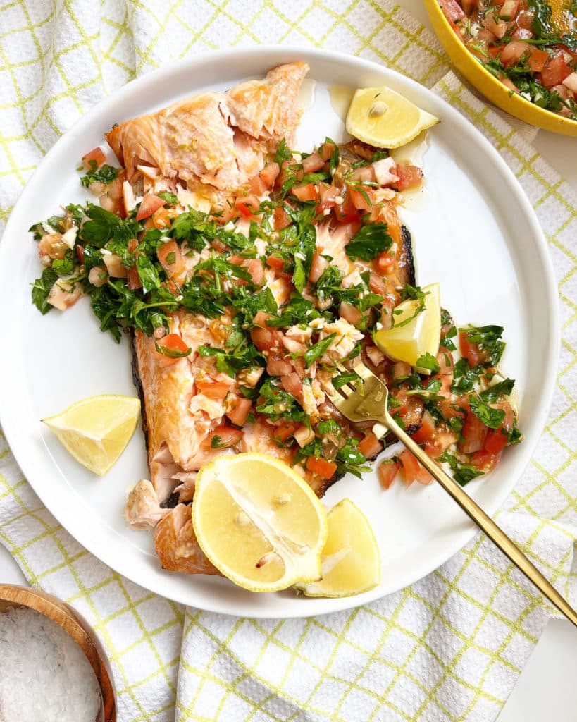 grilled salmon with tomato herb salsa