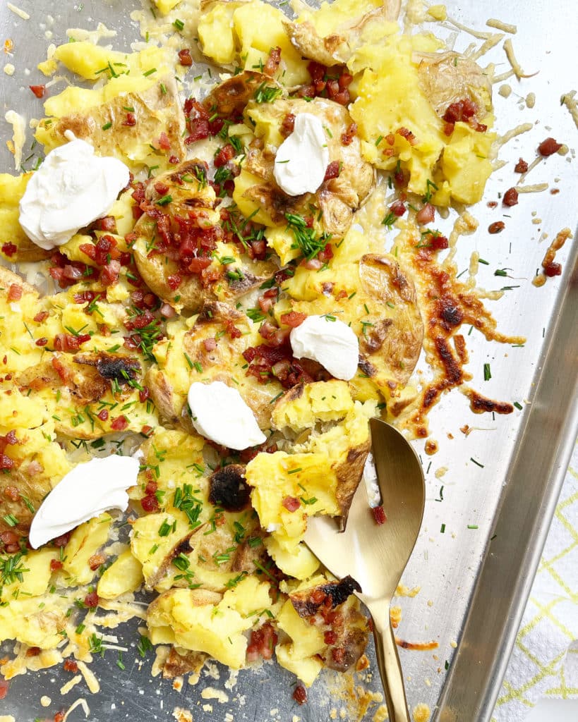 Loaded Smashed Potatoes With Pancetta
