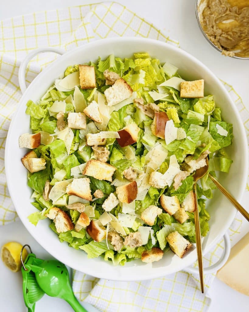 caesar salad with brown butter dressing