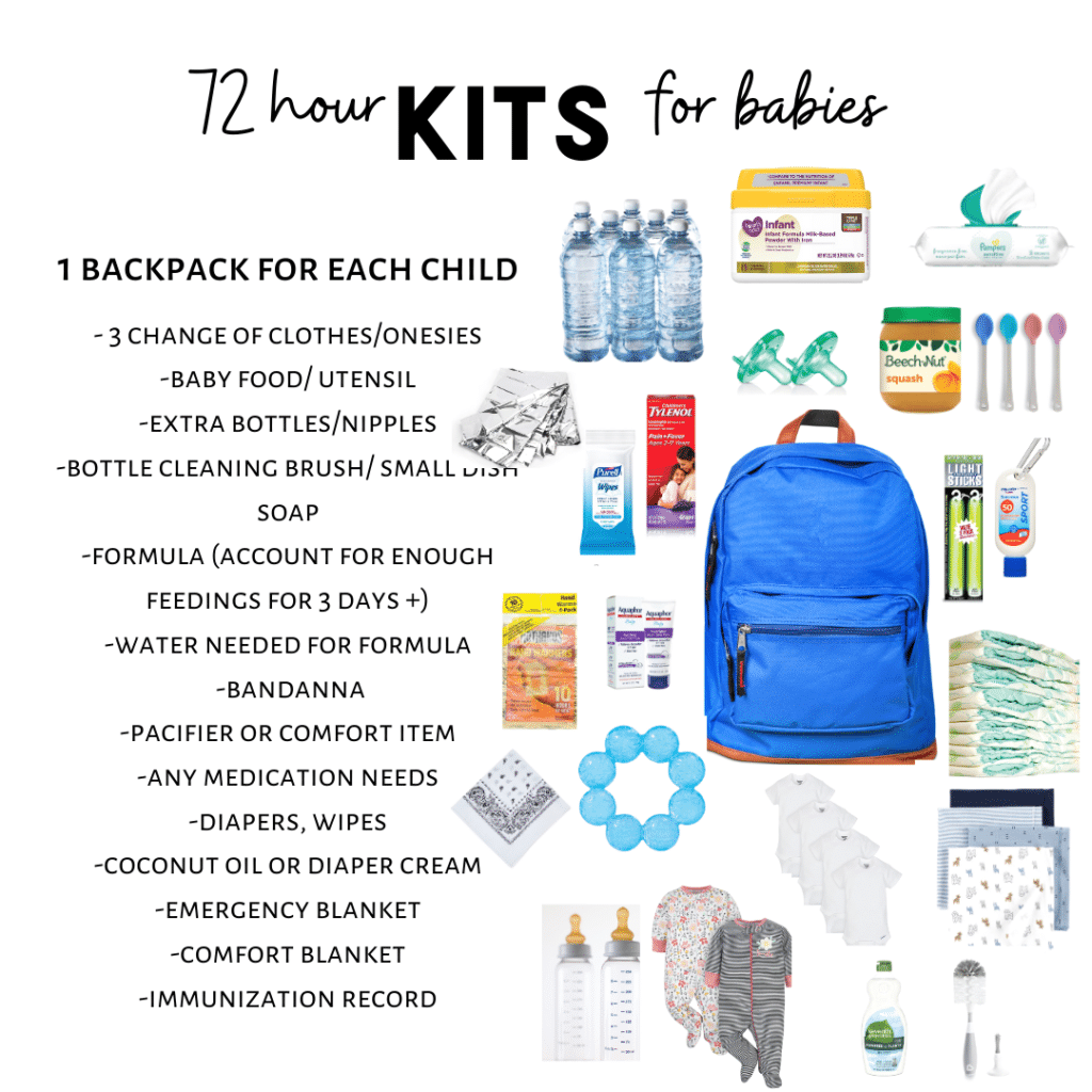 72 Hour backpacks for babies