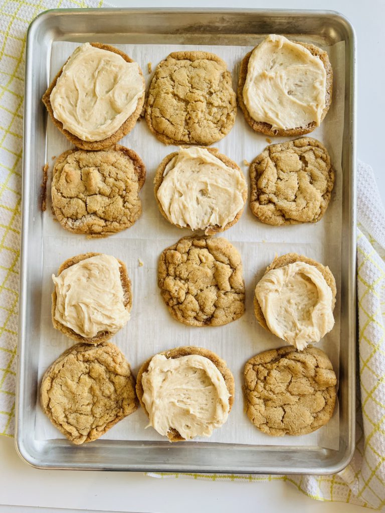 brown butter frosting stuffed cookies