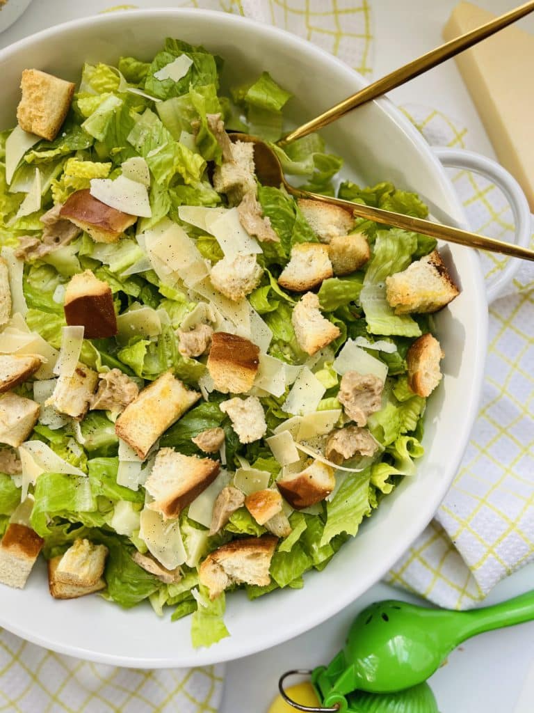 caesar salad with brown butter dressing