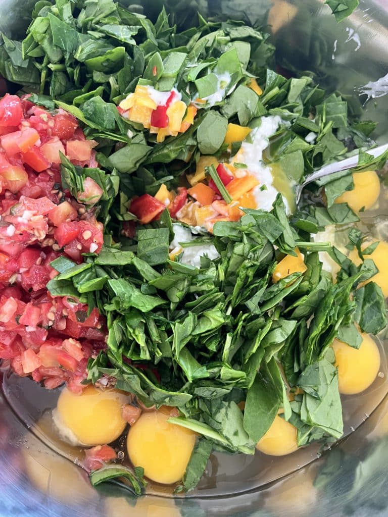 ingredients for spinach tomato frittata