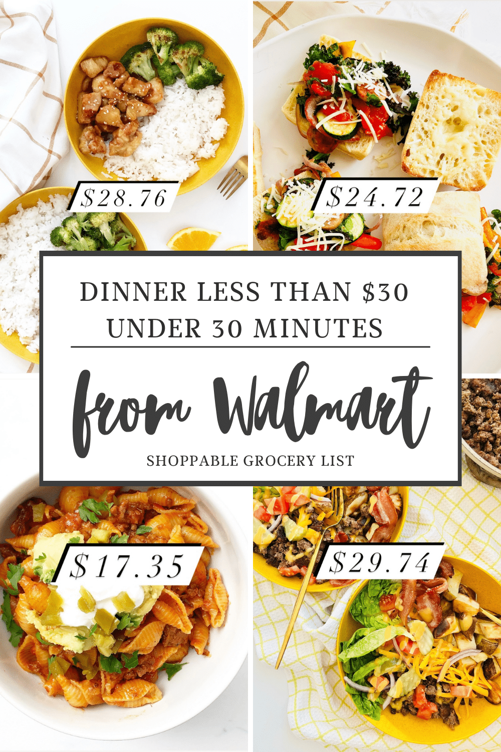 Week 2 Instacart Meal Plan (Dinners Under $30 and Less Than 30 Minutes)